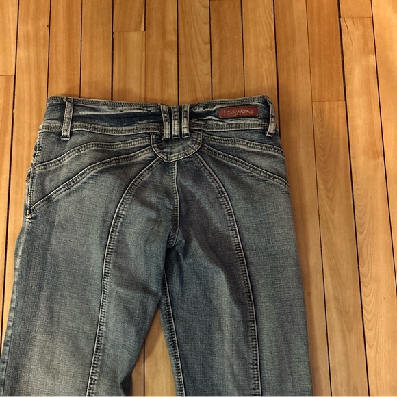 vtg Y2K Foxy Jeans Flaired Leg acid washed size 9 whiskers butons boho style - Picture 9 of 9